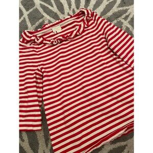Red and White Striped Kate Spade Live Colorfully Ruffle Blouse